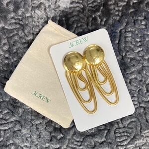 NWT New J Crew Gold Tone Coin Medallion Chain Drop Earrings